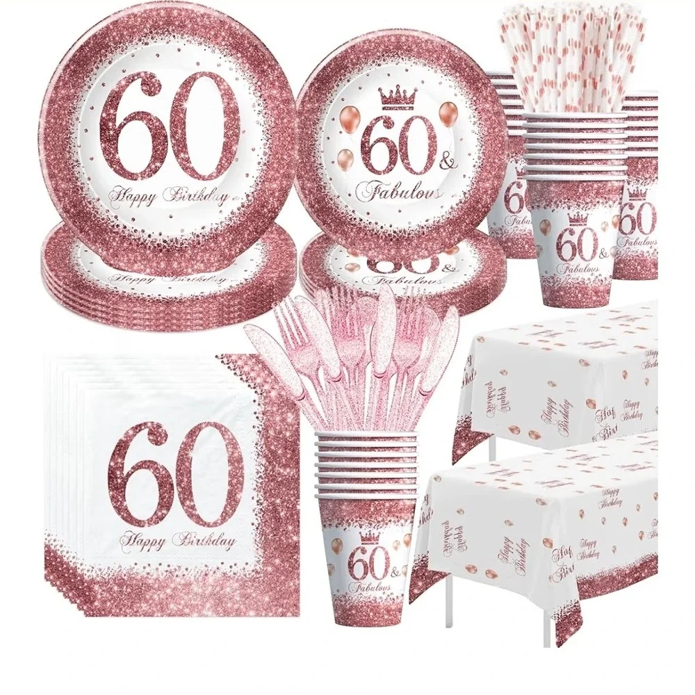Rose Gold 60th Birthday‎ Party Supplies